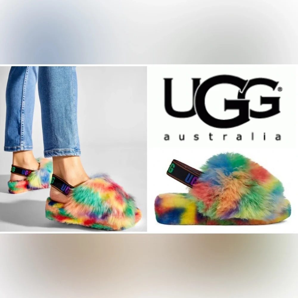 ๐๐๐ UGG NEW FLUFF PRIDE SLIPPER ๐๐๐ - Picture 1 of 12